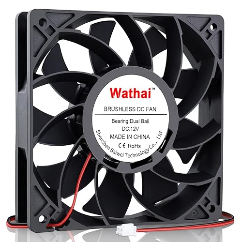 Wathai 120mm x 25mm 12V High Pressure CFM Fan Dual Ball High Speed DC Brushless Cooling Fan