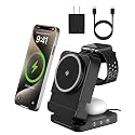 3-in-1 Foldable Wireless Charging Station, 15W Qi2 Magnetic Charger Stand for iPhone, Samsung, Apple Watch, Galaxy Watch, AirPods and Galaxy Buds