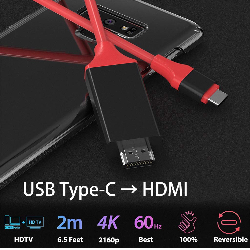 VOLT+ USB C to HDMI Cable, 6FT, 4K, Thunderbolt 3/4 USB C HDMI Adapter Compatible for Samsung Galaxy S6 to S23, Chromebook, Samsung Tabs, MacBook