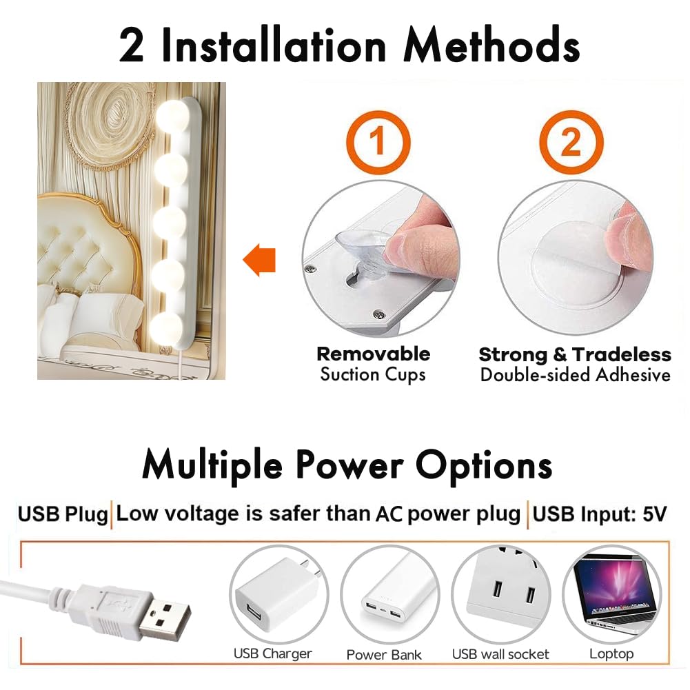 Makeup Light,Portable Led Vanity Lights with 3 Colors Lighting Mode Adjustable & Dimmable for Vanity Table Dressing Room Mirror