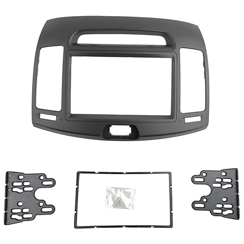 DKMUS Car Stereo Dash Radio Fascia Kit for 2006-2010 Hyundai Elantra (HD), Avante (HD) 2006-2010 Installation Trim Panel Frame Double Din (Grey)