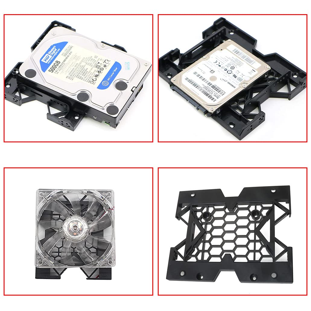 MEETOOT SSD HDD Tray Caddy Case Adapter Desktop Hard Disk Drive Computer Stand 2.5inch/3.5inch to 5.25inch SSD HDD Mounting Bracket Internal Hard Disk
