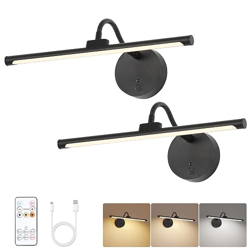 7Degobii Wireless Picture Light 13.5 inch for Gallery Walls 2 Set- Easy-Install, Battery-Powered Frame Light for Paintings, Portraits, and Home Decor