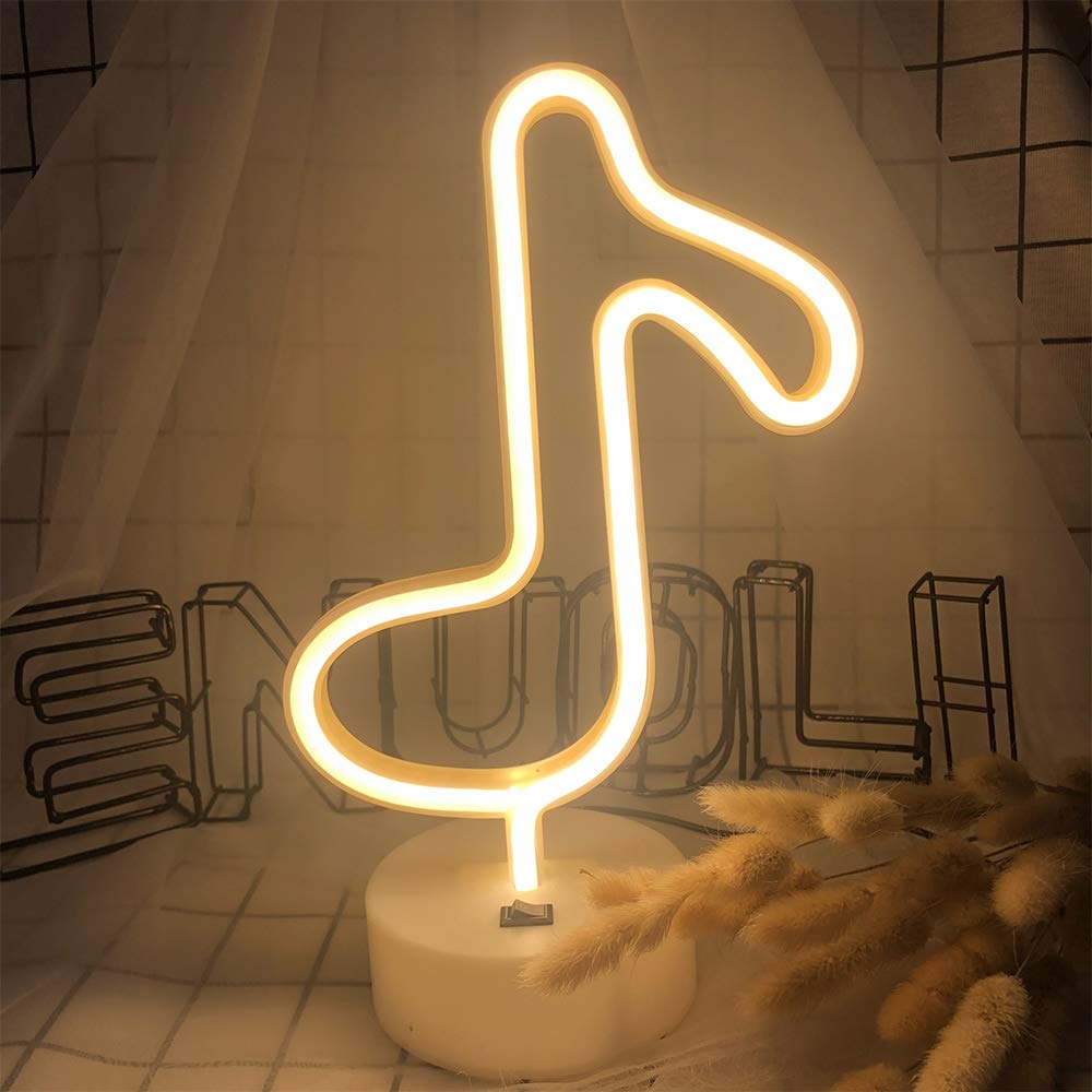 Led Music Notes Shaped Neon Lights Decor Light Led Night Light Wall Table Decor Battery Operated Creative Lighting Lamps for Christmas Wedding Sign