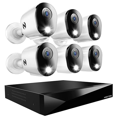 Night Owl 2-Way Audio 12 Channel DVR Video Home Security Camera System with (6) Wired 2K HD Indoor/Outdoor Deterrence Cameras and 1TB Hard Drive (Add