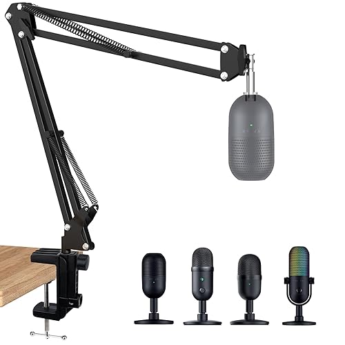 Razer Seiren X Mic Boom Arm with Foam Windscreen, Suspension Boom Scissor Arm Stand with Pop Filter Cover for Razer Seiren X USB Streaming Microphone