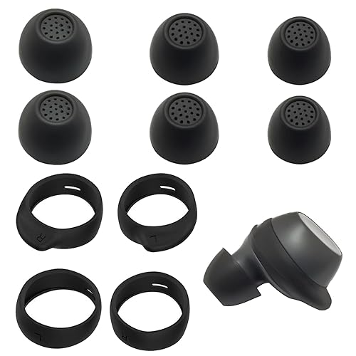 Ear Hooks & Ear Tips for Samsung Galaxy Buds FE - 5-Pair Replacement Earbuds Tips & Accessories (3 Tips L/M/S + 2 Hooks), Case-Compatible Secure Fit…