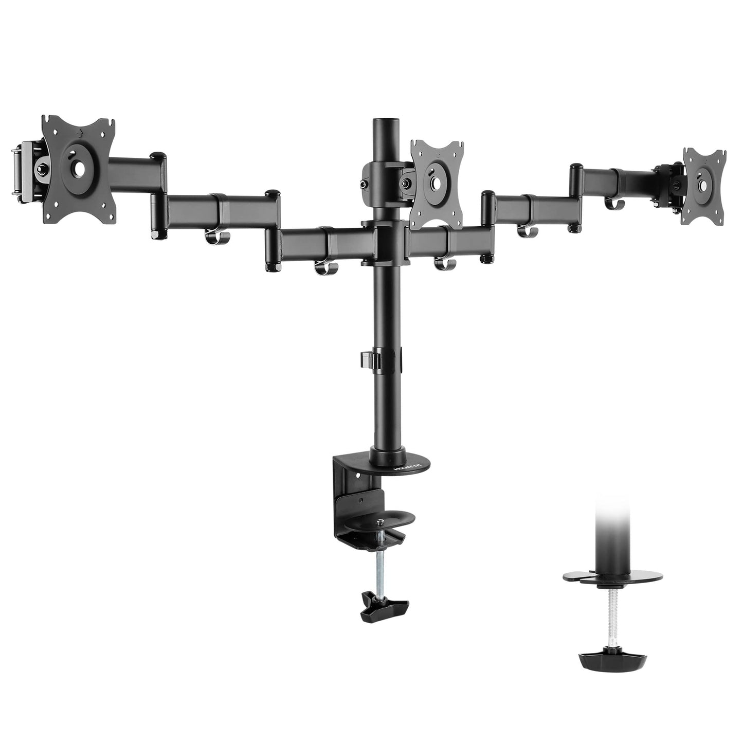 Mount-It! Triple Monitor Mount 3 Screen Desk Stand for LCD Computer Monitors for 19 20 22 23 24 27 Inch Monitors VESA 75 and 100 Compatible Full