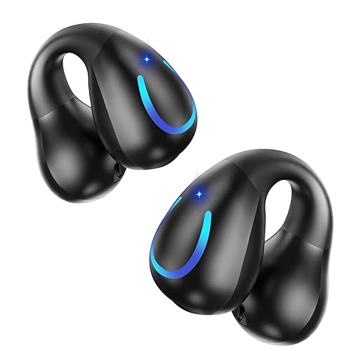 dufiga Ultra Open Ear Headphones Bluetooth 5.3 Wireless Clip On Earbuds with Digital Display Charging Case 60 Hours Playtime Sport Earphones Built-in…