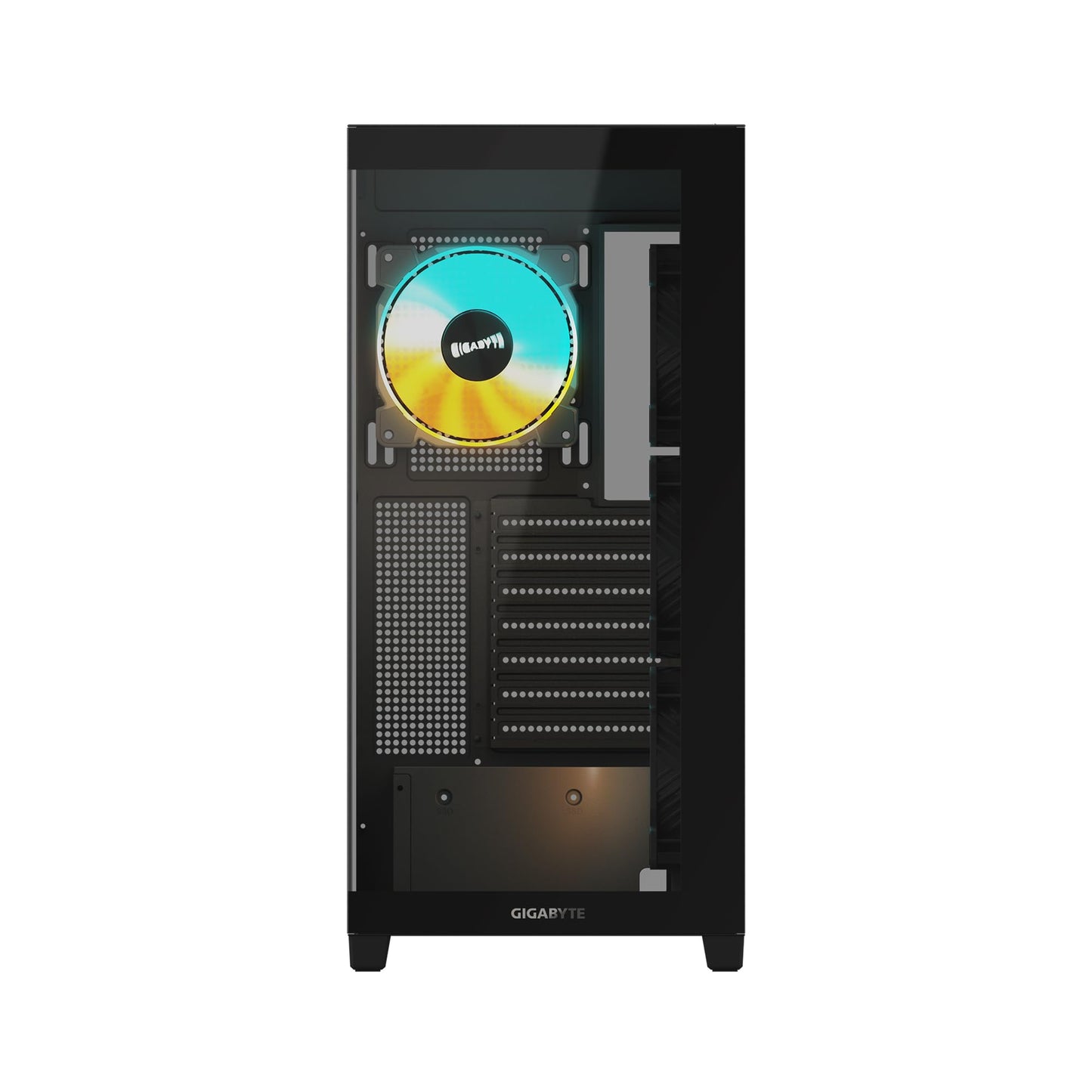 GIGABYTE C500 Panoramic Stealth - Black Mid Tower PC Gaming Case, Tempered Glass, USB Type-C, 4X ARBG Fans Included (GB-C500P ST)