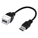 Halokny USB 3.0 Keystone Jack Inserts Cable, Haokiang USB 3.0 A Female to USB A 3.0 Male Keystone Insert Wall Plate Outlet Panel Adapters Connector