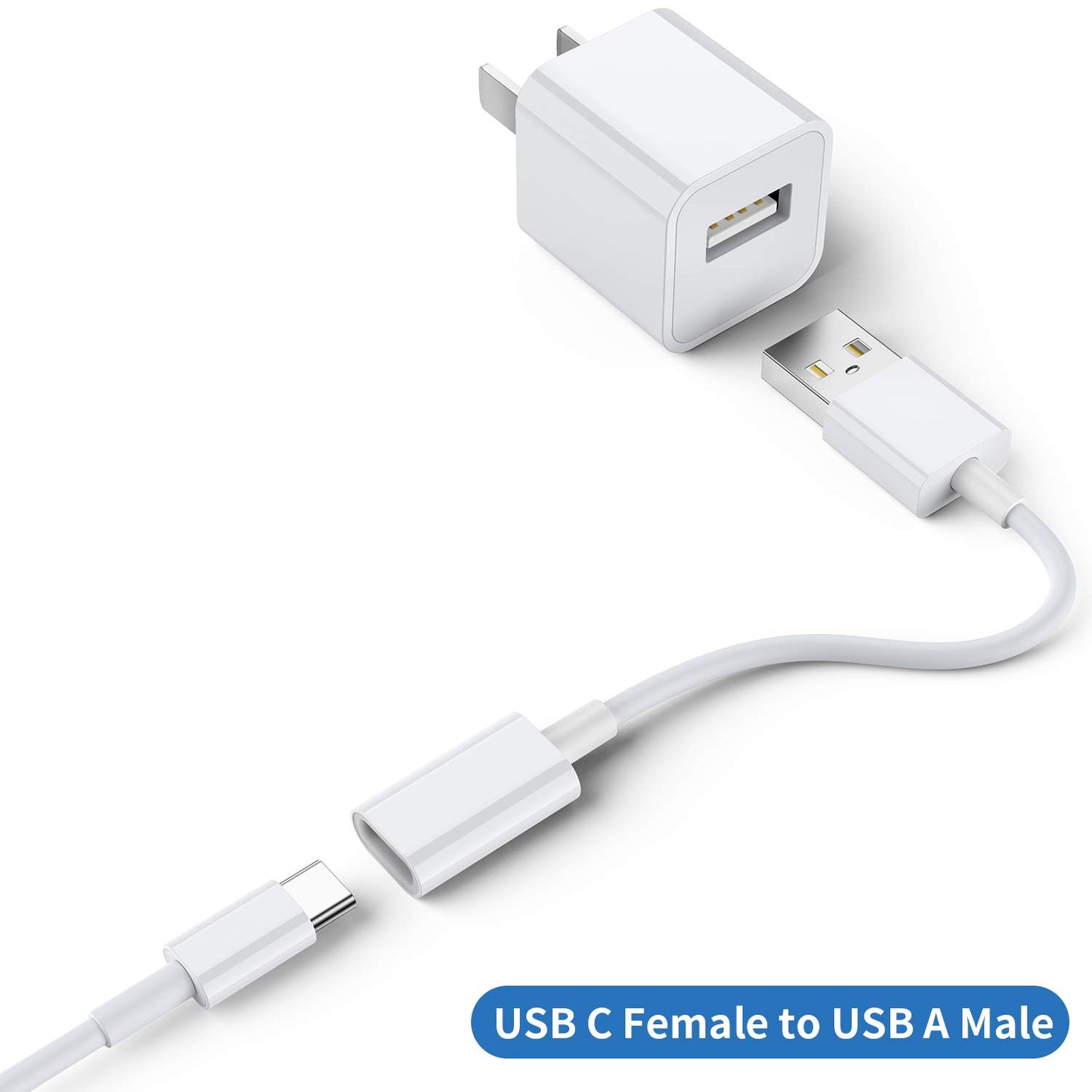 USB C Female to USB Male Adapter (3-Pack),Type C to USB A Charger Cable Adapter,Compatible with iPhone 17 Air 16 Pro 15 Max,iPad,Samsung Galaxy Note…