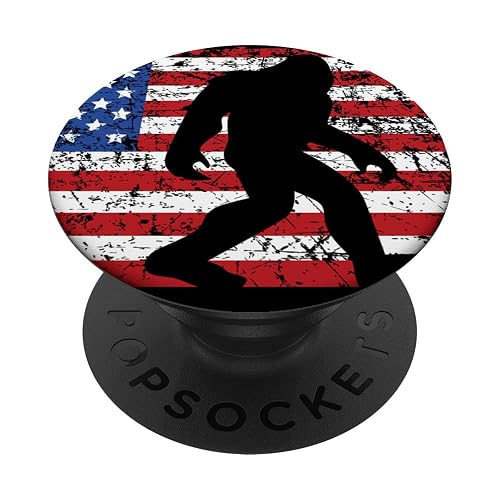 American Flag Bigfoot Black PopSockets Stand for Smartphones and Tablets PopSockets Adhesive PopGrip