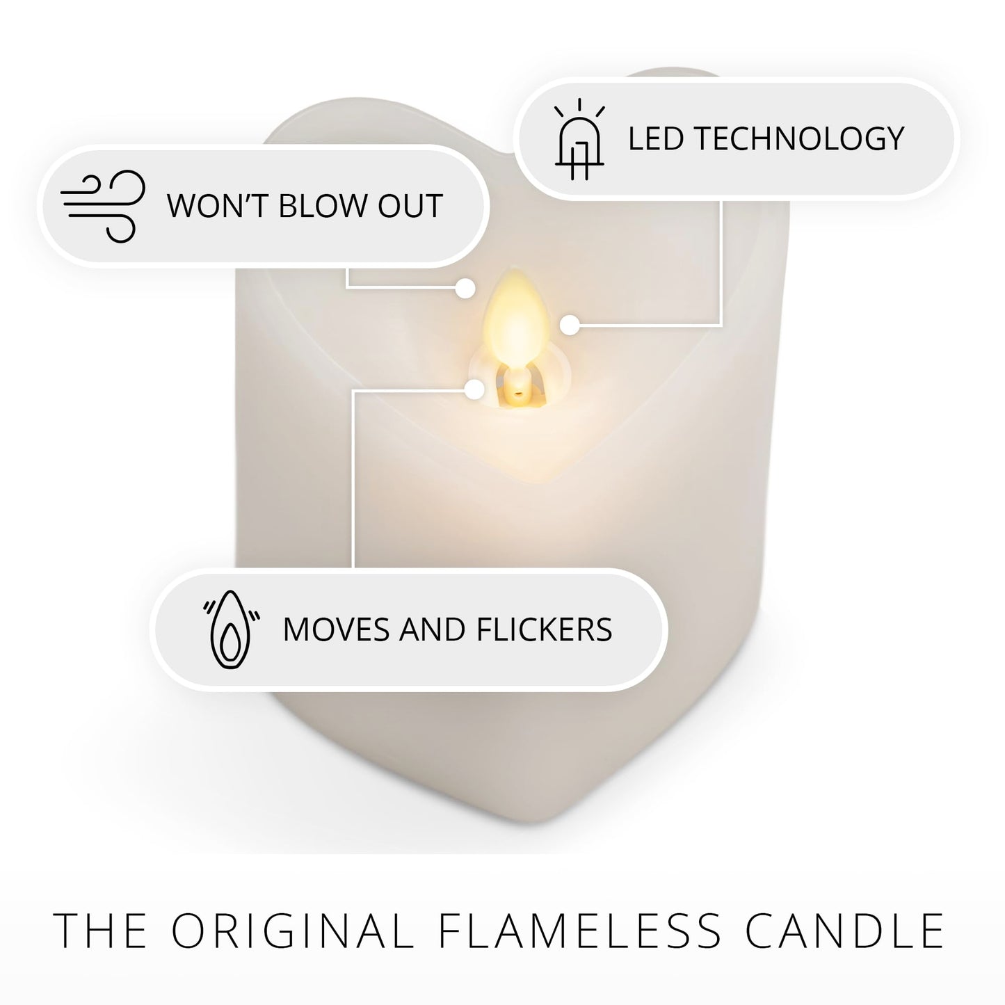 Heart-Shaped White Pillar Candle by Luminara