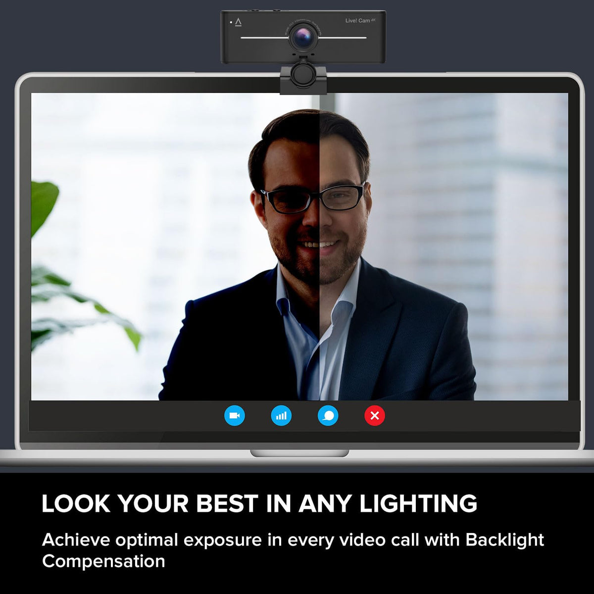Creative Live! Cam 4K UHD Webcam, 60FPS, Wide-Angle Lens, for PC