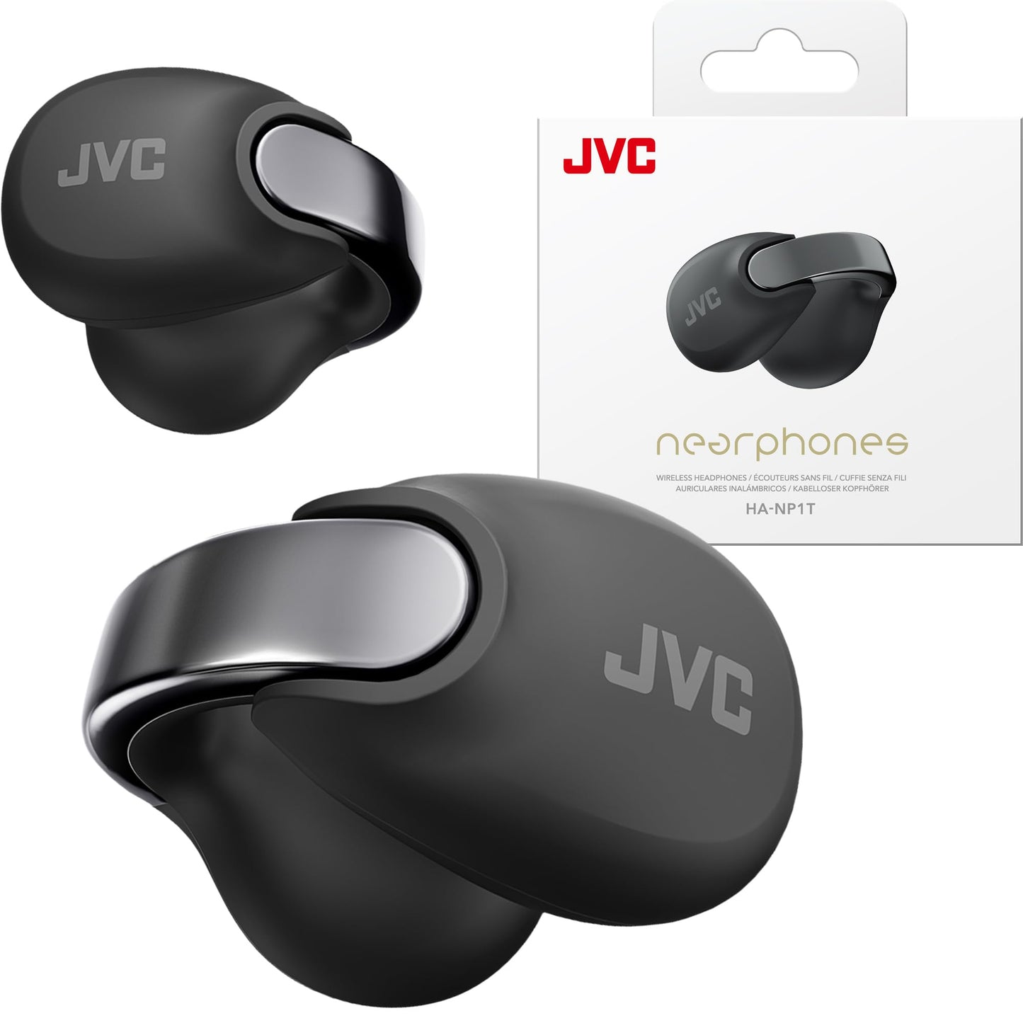 JVC Nearphones Open Ear True Wireless Headphones - Open Ear Earbuds - Bluetooth 5.3-24H Playback - IPX4 Water Resistant - Built-in Mic - Awareness