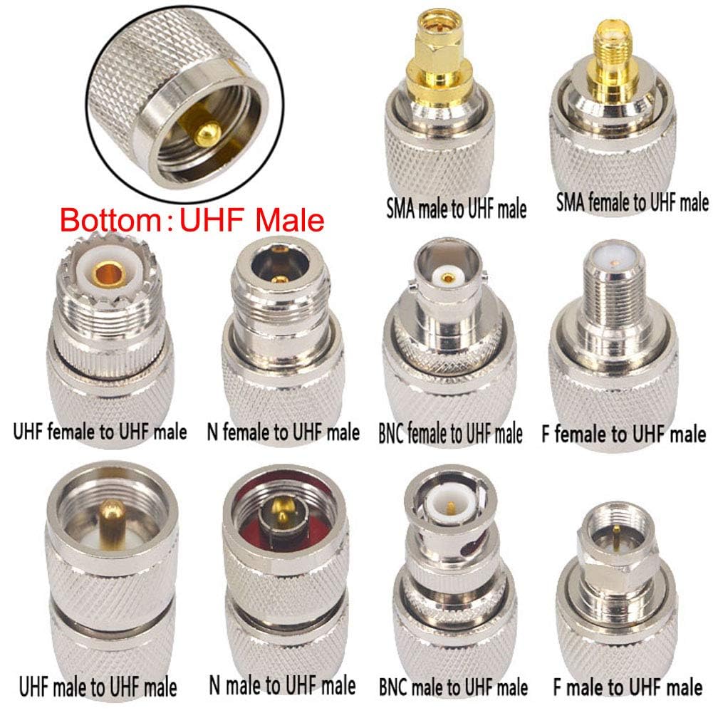 Boobrie 20PCS RF Coaxial Connector Kit UHF Adapter Set UHF Connector Kit SO239 PL259 UHF to SMA/UHF to BNC/UHF to N/UHF to F Adapter Female to Female…