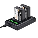Pickle Power LP-E10 Battery 2-Pack and LED Dual Charger for Canon EOS Rebel T7 T6 T5 T3 T100, EOS 2000D, 3000D, 4000D, 1200D 1100D 1300D 1500D, KISS