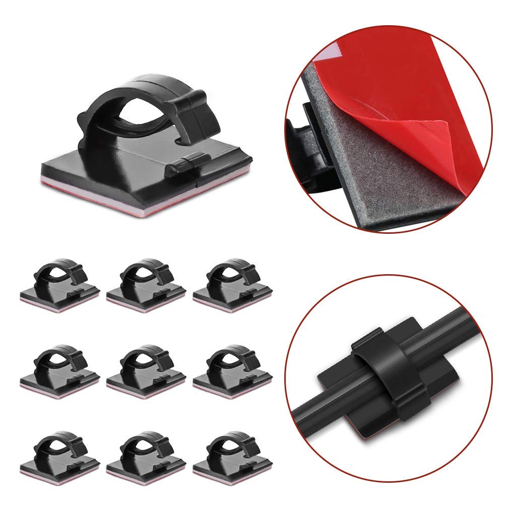 EtoBesy Adhesive Cord Organizer, Management 3M Cable Ties Wire Clips Organizer Cable Clamp Holders for Desk Car Tables PC Laptop TV Home Office Walls