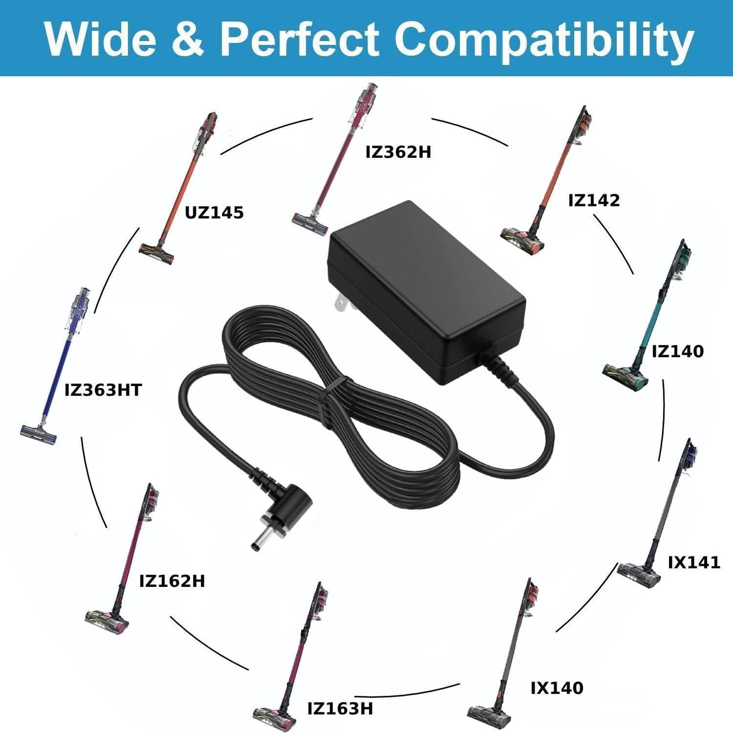 Compatible with Shark Vacuum Charger Replacement for DK33-248080H-U Cordless Vacuum Cleaner Charger Cord, 24.8V 6.6Ft Wall Plug Cord AC DC Adapter
