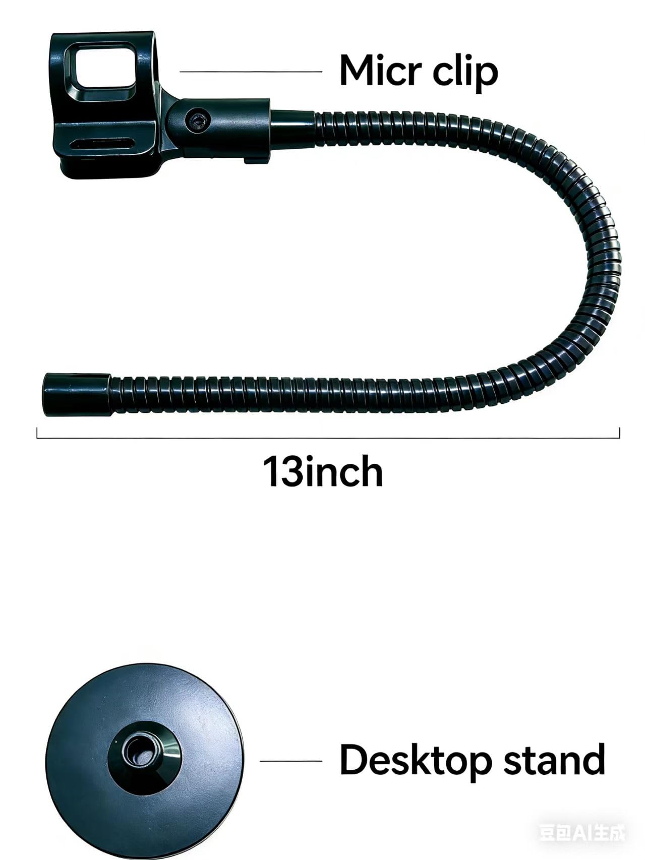 Gooseneck Microphone Stand for Podium, Adjustable 13 inch Flexible Goose neck Mic Holder Clip for Table Heavy Duty,Pulpit Mic Desktop Moun,Phone