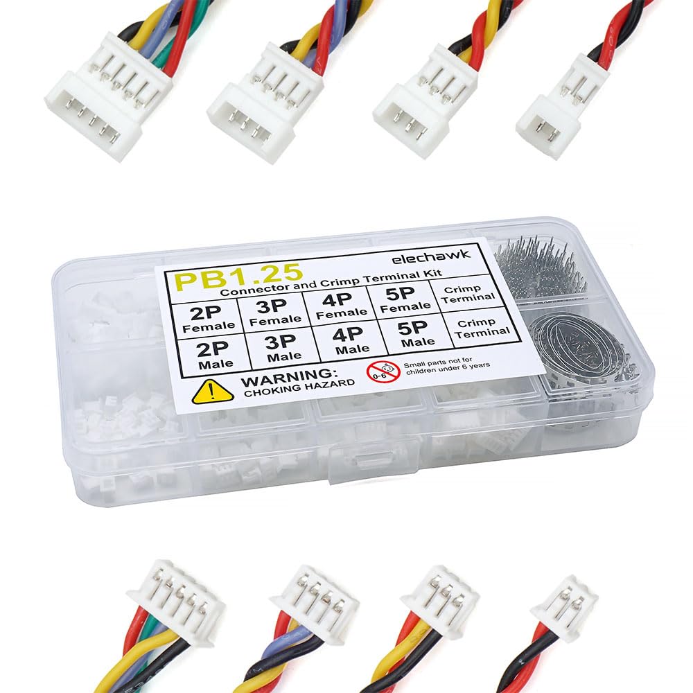 PB1.25 Male and Female Connectors and Crimp Terminal kit Compatible with Molex PicoBlade Connectors Plugs 1.25mm Pitch for Pixhawk 2.4.8 Drone Flight
