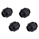 Alphacool 4-Pack G1/4" Male to Male Extender Fittings, 10mm, Deep Black, High Flow, Desktop Compatible