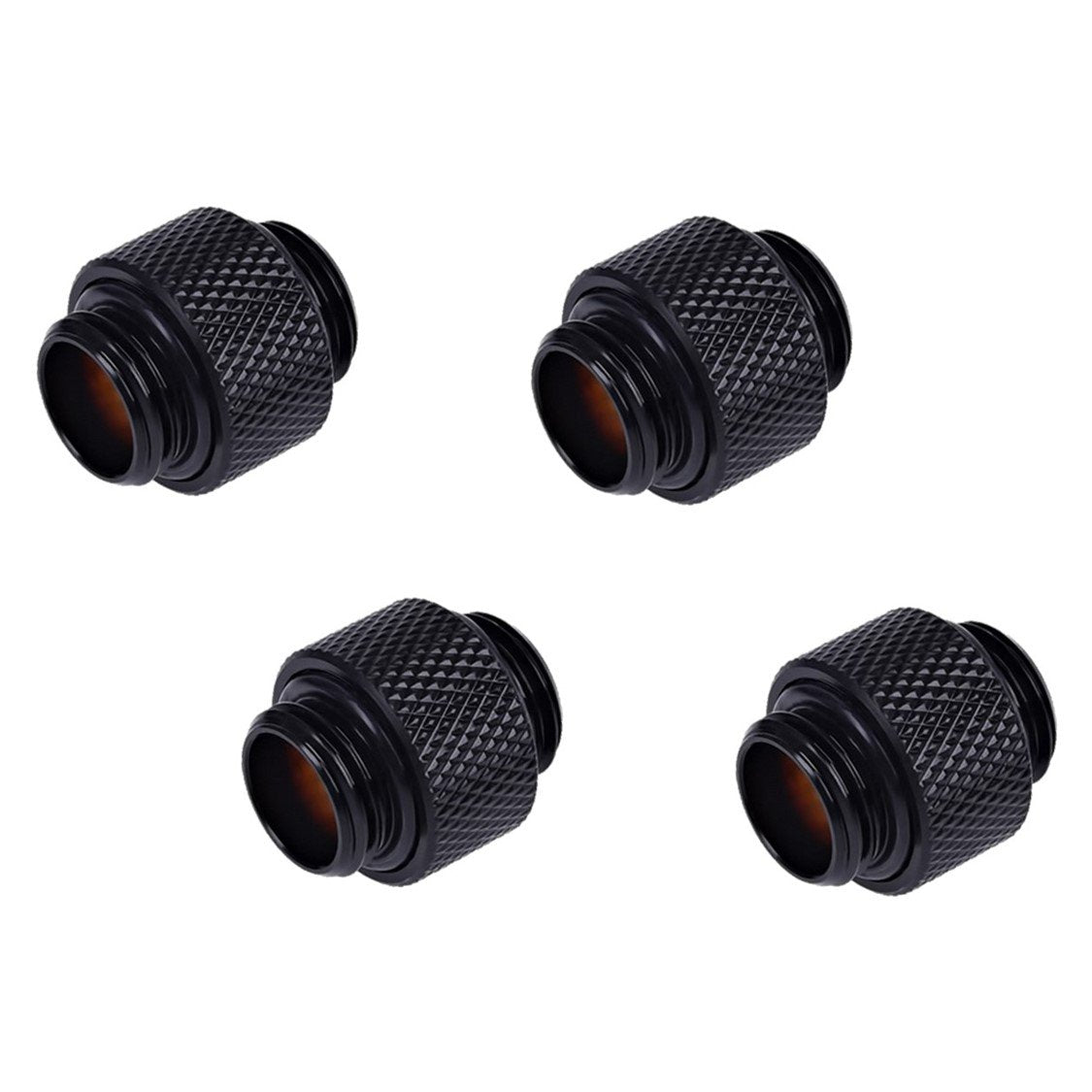 Alphacool 4-Pack G1/4" Male to Male Extender Fittings, 10mm, Deep Black, High Flow, Desktop Compatible