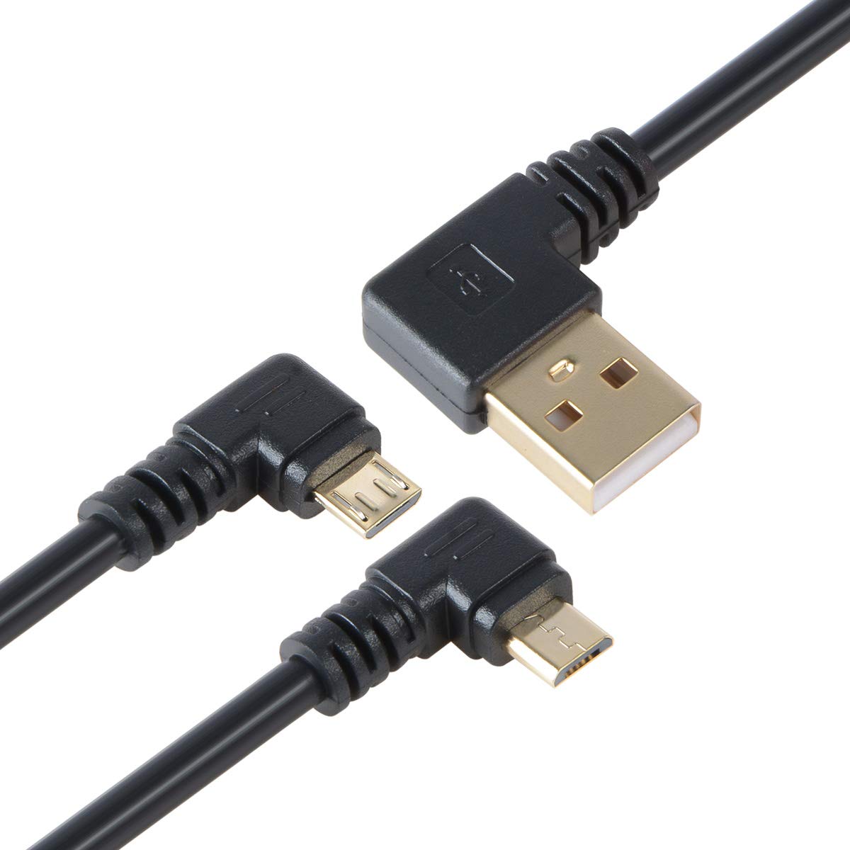 TENINYU Combo-Pack Left / Right Angle USB Cable 5.5 Inches for TV Stick and Power Bank - 90 Degree USB to Micro USB Cable for Roku TV Stick and More