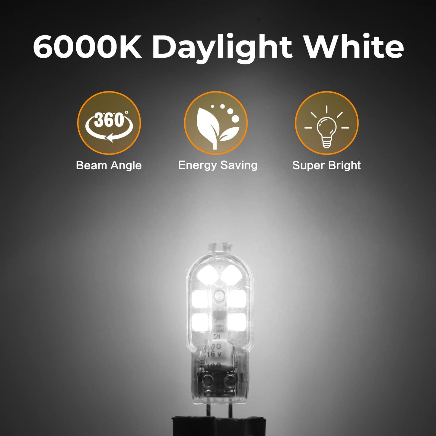YUIIP G4 LED Bulb, AC/DC 12V JC G4 Bi Pin Bulb, G4 20W Halogen Bulb Replacement, Daylight White 6000K Landscape Bulb, Non-Dimmable, 5-Pack