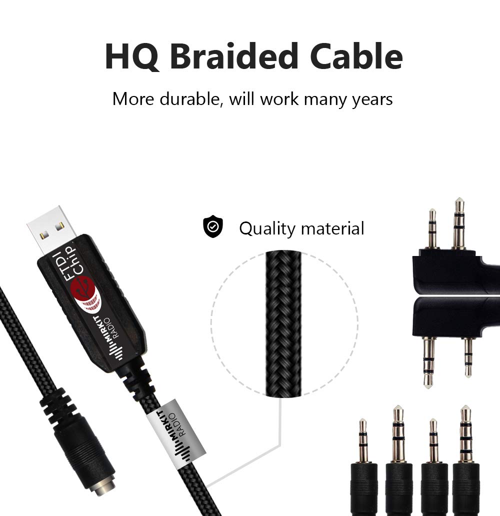 MIRKIT FTDI USB Baofeng Programming Cable 6 in 1 Model 5 for Flashing Ham Radios: Baofeng Radio, Wouxun, Kenwood, Motorola, Yaesu