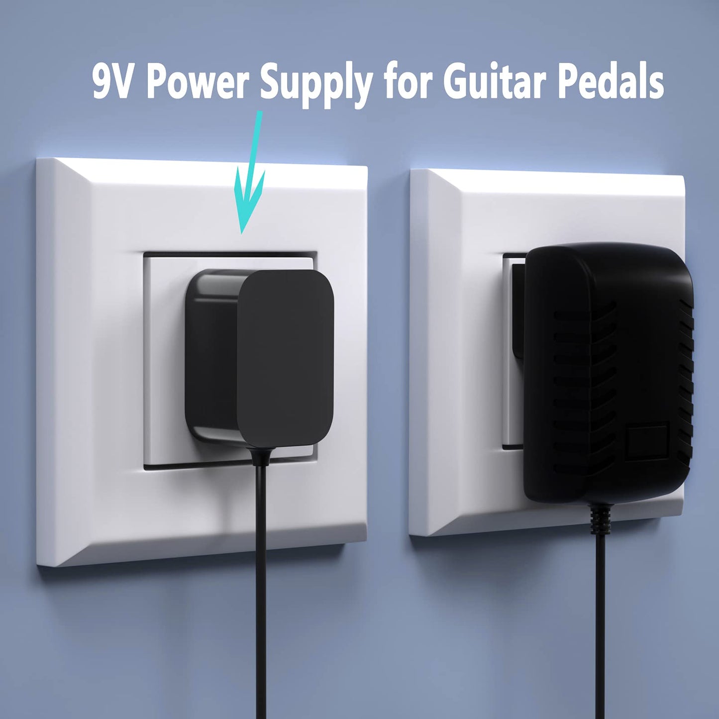 Replacement for 9V Guitar Pedal Power Supply 9 Volt Power Supply for Guitar Pedals,1A Tip Negative with 5 Way Daisy Chain Power Cable