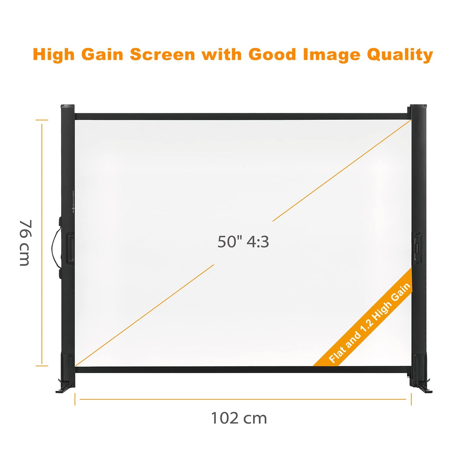 Portable Projector Screen with Stand, 50 Inch 4:3, Outdoor Projector Screen, Lightweight and Retractable, 1.2 High Gain Wrinkle-Free Video Projection