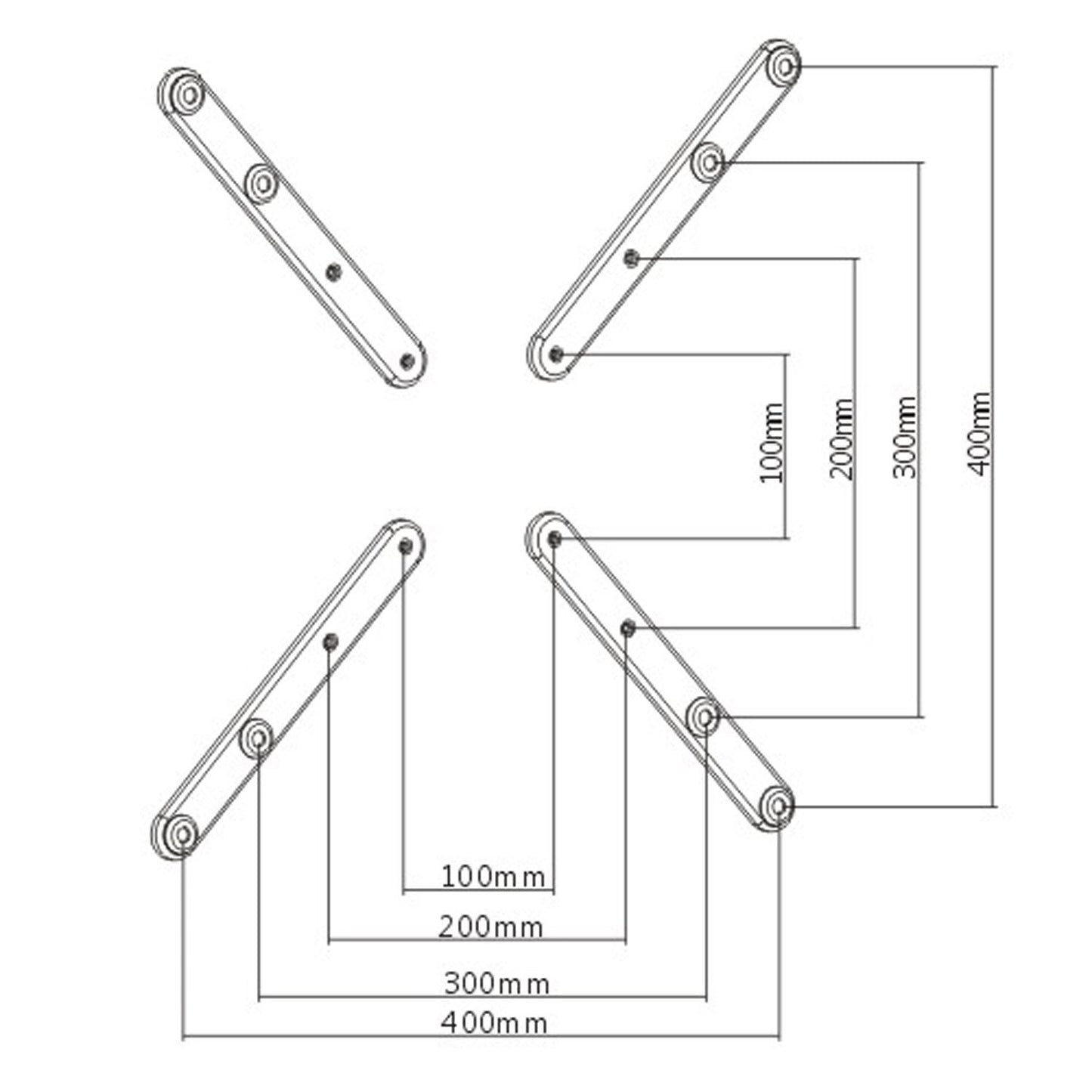 Master Mounts 106 VESA Pattern Extension Arms (4 Arms Included) - LED LCD Arms Attach to Your TV Mount to Extend The VESA Hole Pattern up to 400x400