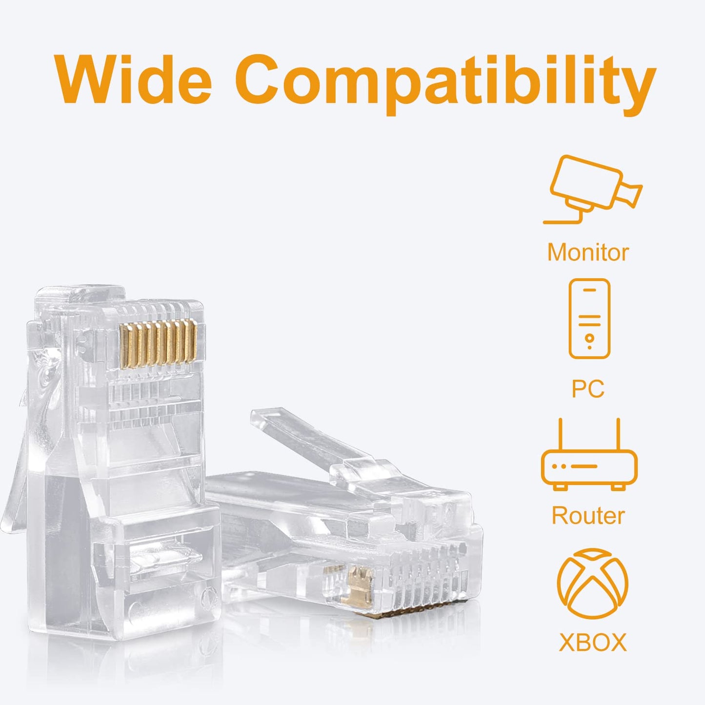 SHD RJ45 Connectors, Cat6 Connector Cat5e Connectors Cat5 Connectors RJ45 Ends Ethernet Cable Crimp Connectors-100Pcs