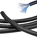 10 FT 1inch Split Wire Loom Tubing Wire Conduit,Flexible Wire Covers Cord Protectors,Cord Protectors from Pets,Black (1"-10ft)
