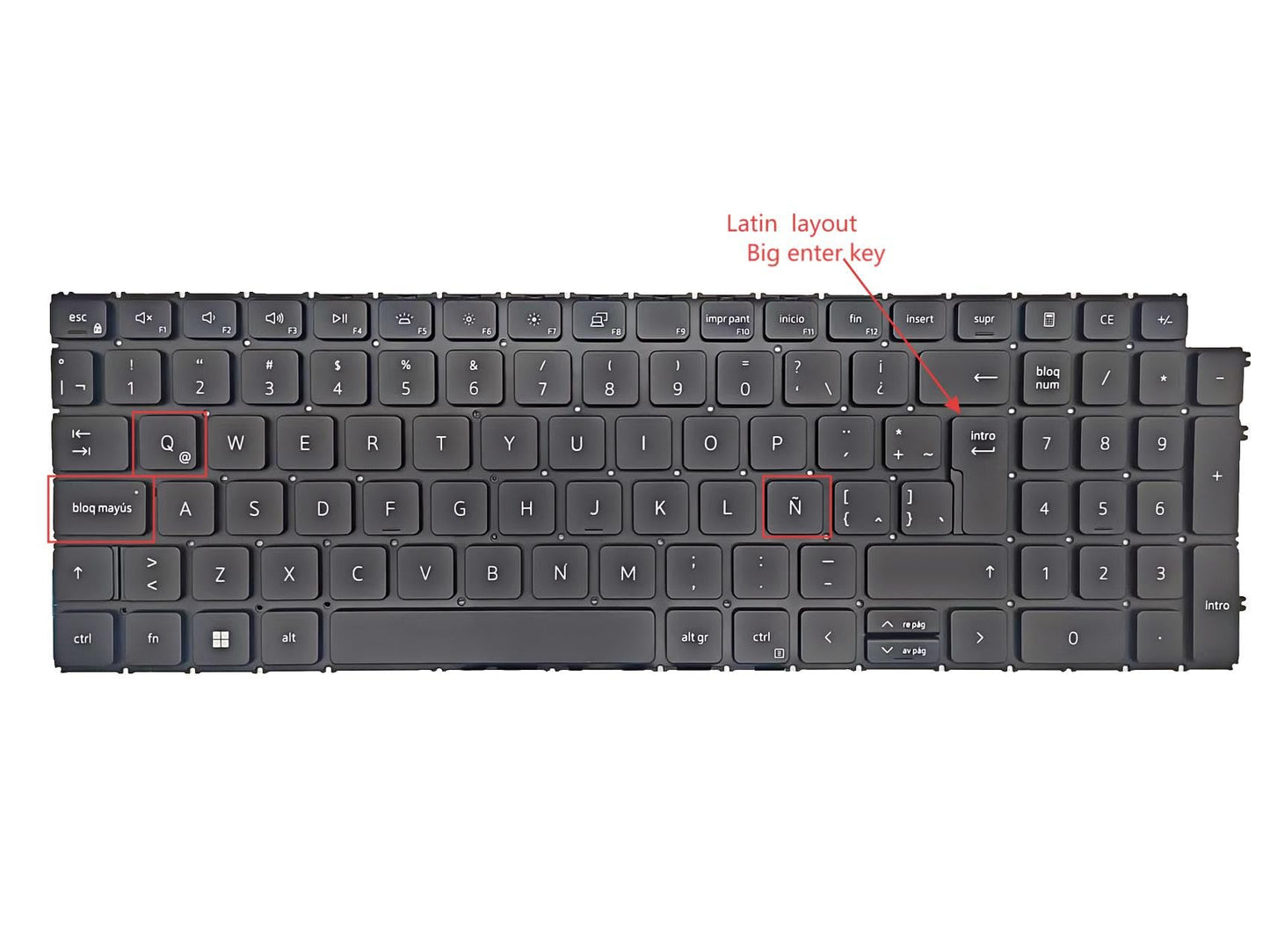 Laptop Replacement Latin Spanish Keyboard for Dell Inspiron 15 3510 3511 3515 5510 5515, inspiron 16 7610, Latitude 3520 3530, Vostro 15 3510 3515