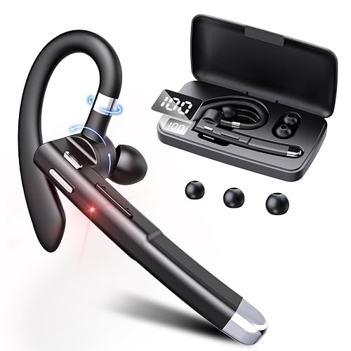 Boytond Bluetooth Headset with 500mAh Charging Case, 100Hrs Playtime Wireless Headset with Noise Cancelling Mic, Wireless Earpiece Hands-Free