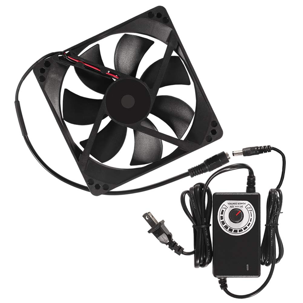 120mm x 25mm 110V 220V AC Powered Cooling Fan with Speed Controller 3V to 12V, 1225 AC 115V 120V 220V 240V for Cooling Ventilation Exhaust Projects