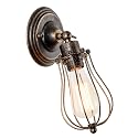 Vintage Wall Sconce Industrial Antique Oil Rubbed Mini Wire Long Cage Wall Lamp ;Moonkist (Oil Rubbed Bronze)