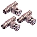 ZJKJHJY BNC T-Adapter, Male to Female Connector, Nickel-Plated Brass, 3-Pack, 28.5mm Length