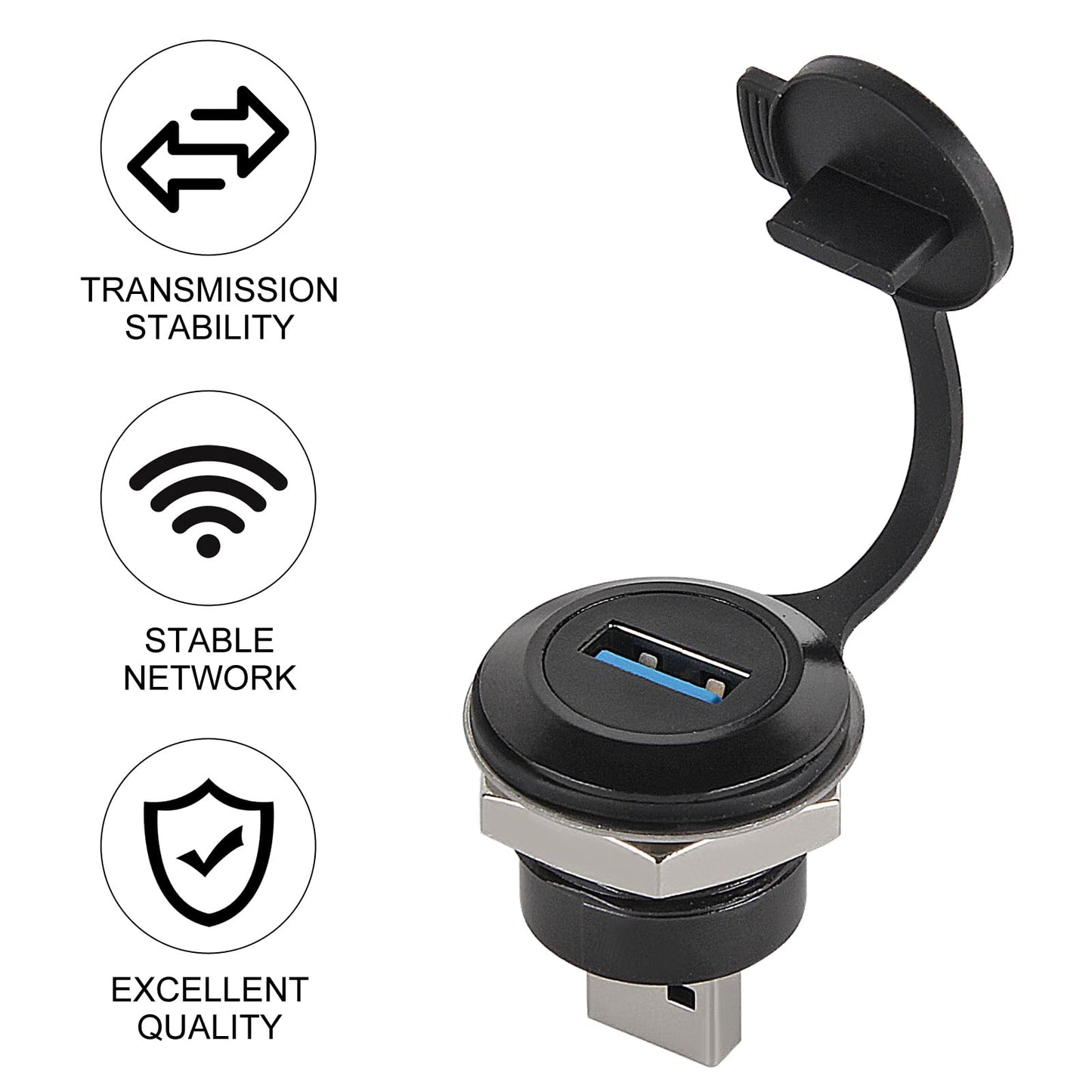DORHEA 1Pcs USB 3.0 Male to Female Extension Cable Adapter Panel Mount Connector for High-Speed Data Transfer Charging 5Gbps, USB-A 3.0 Extender