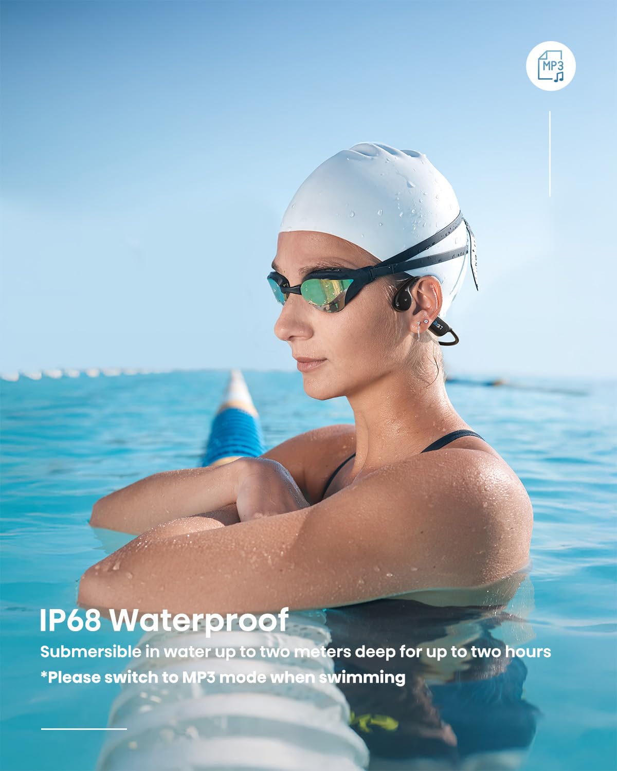 Swimming Headphones Underwater,Wireless Bone Conduction Headphones,Bluetooth 6.0 Open Earphone Sport,built-in MP3 player 32GB Memory,IP68 waterproof