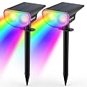 Kyosho Solar Color Spot Lights Outdoor, 9 Lighting Modes Halloween Christmas Lights, 38 LEDs Color Changing Waterproof RGBW Multicolor Tree Pool Solar