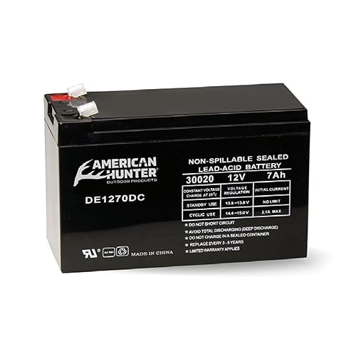 AMERICAN HUNTER 12V 7 AMP HR Universal Versatile Durable Tab Top Deer Feeder Non-Spillable Sealed Lead Acid Rechargeable Battery