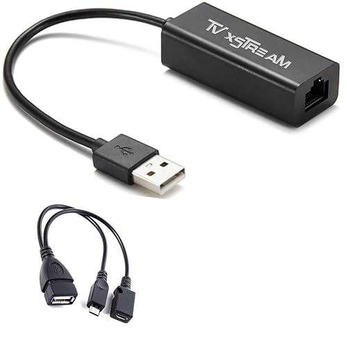 Ethernet Adapter for FIRE Stick (2nd Gen 3rd Gen and 4K Versions), Micro USB to RJ45 Ethernet Adapter with Power - up to 100Mbps