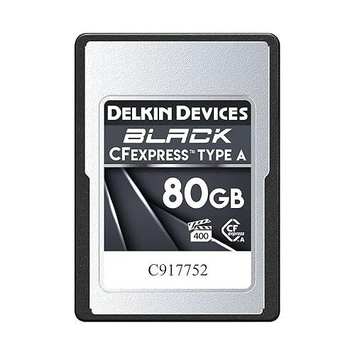 Delkin Devices 80GB Black CF Express Type A Memory Card, Up to 880MB/s Read & 730MB/s Write Speeds, VPG 400 Certified