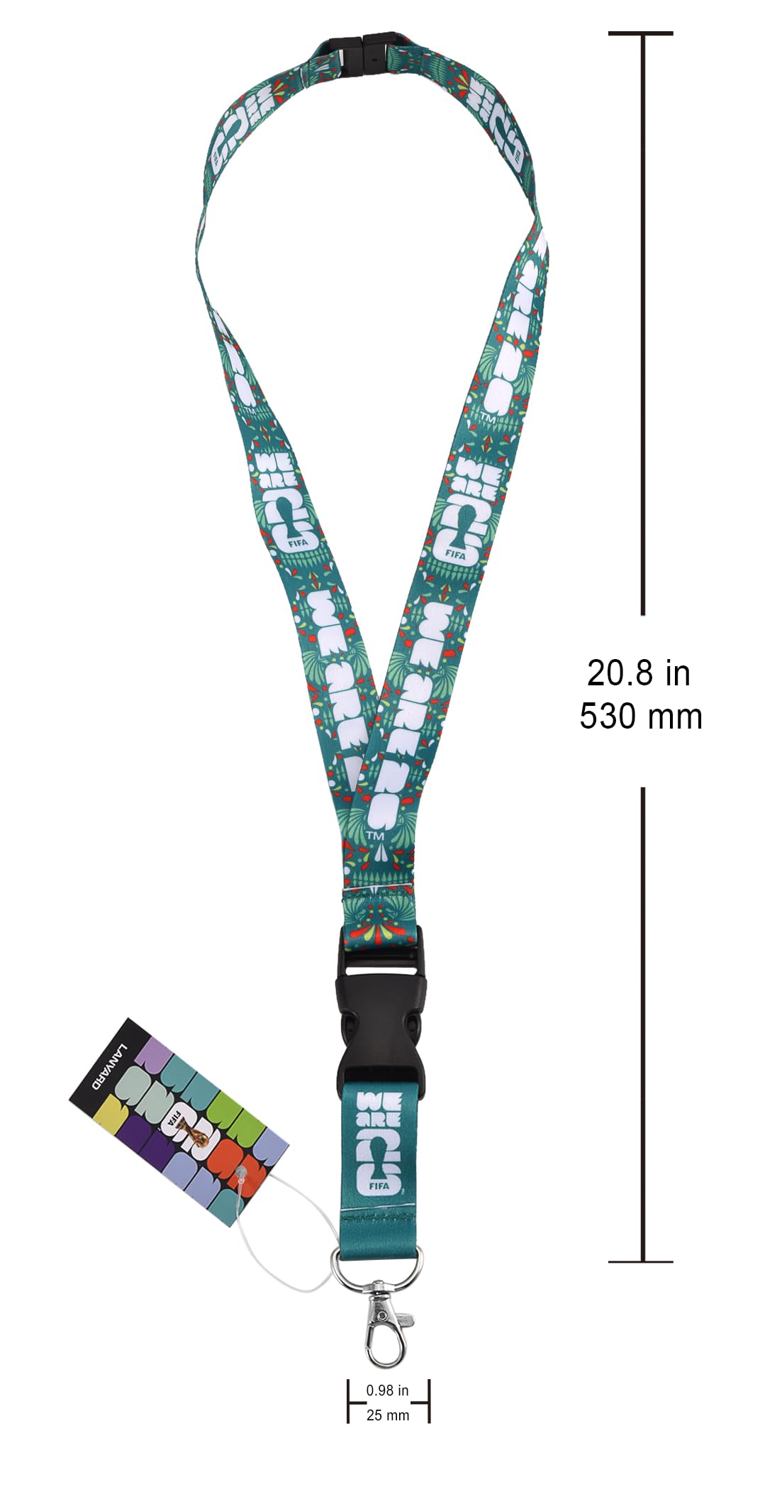 Officially Authorized FIFA World Cup 2026 Mexico Lanyard - Collectible Teal Host Nation Edition - Durable Breakaway Neck Strap w/ Metal