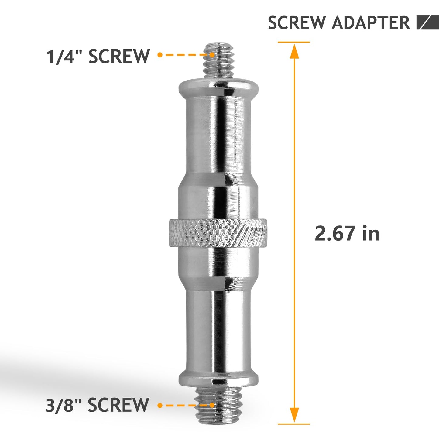2 Pcs Light Stand Adapter, Spigot Stud 1/4" to 3/8" Metal Male Convertor Threaded Screw Adapter for Studio Light Stand, Camera Tripod Mount