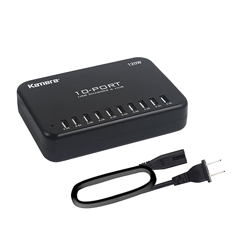 USB Charger 10-Port 120W, Multi-Port USB Charging Hub 24A Desktop Power Station for iPhone X/8/7/6S/6 Plus/5S, Ipad Pro/Air2/ Mini, Galaxy S9/S8/S6